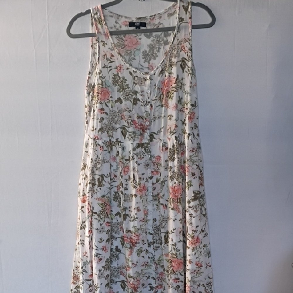 Frye Women's Button Front Floral Maxi Dress in White and Pink Size M - Picture 4 of 10